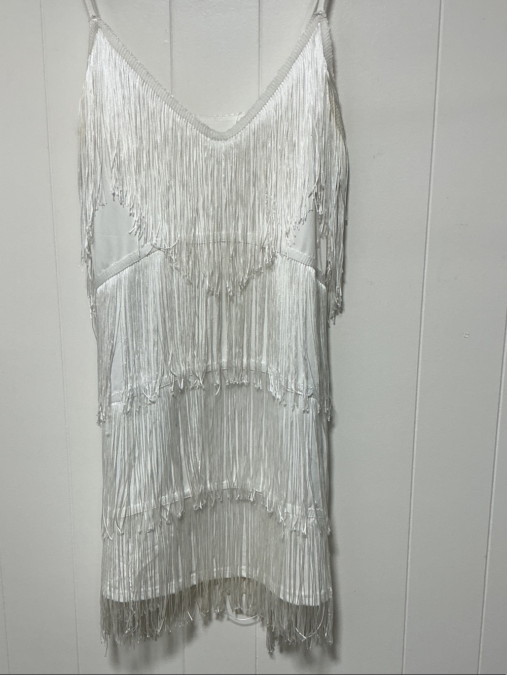White Fringe Slip Dress - Women